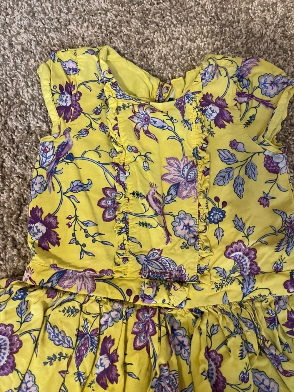 Janie and Jack floral ruffle dress size 3T yellow purple preppy summer cotton